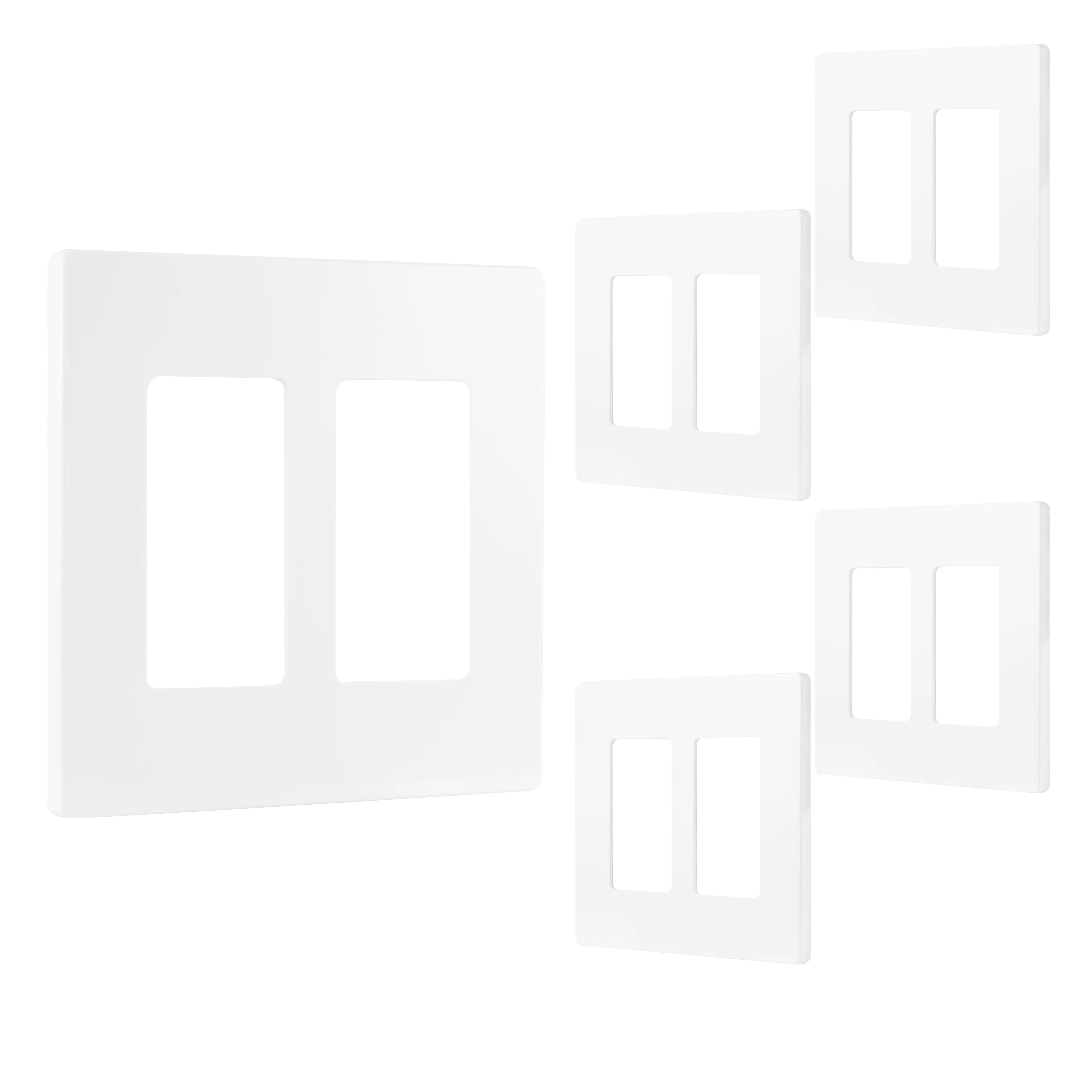 Power Gear Double Rocker Screwless Light Switch Wall Plate, 5 Pack, White - Image 9