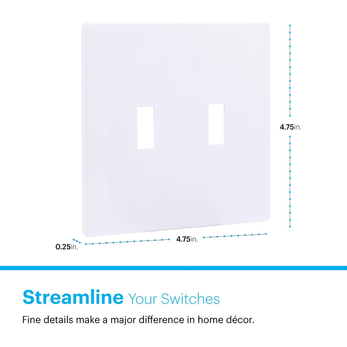 Power Gear Double Toggle Screwless Wall Plate, White, 10 Pack - Image 3