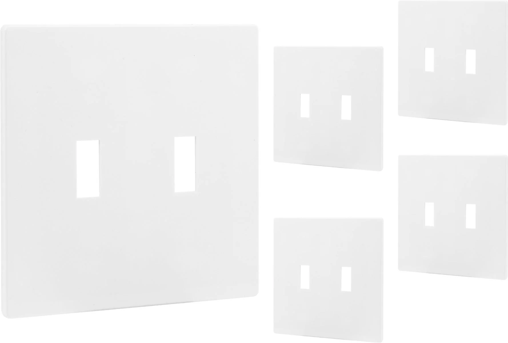 Power Gear Double Toggle Screwless Wall Plate, White, 5 Pack
