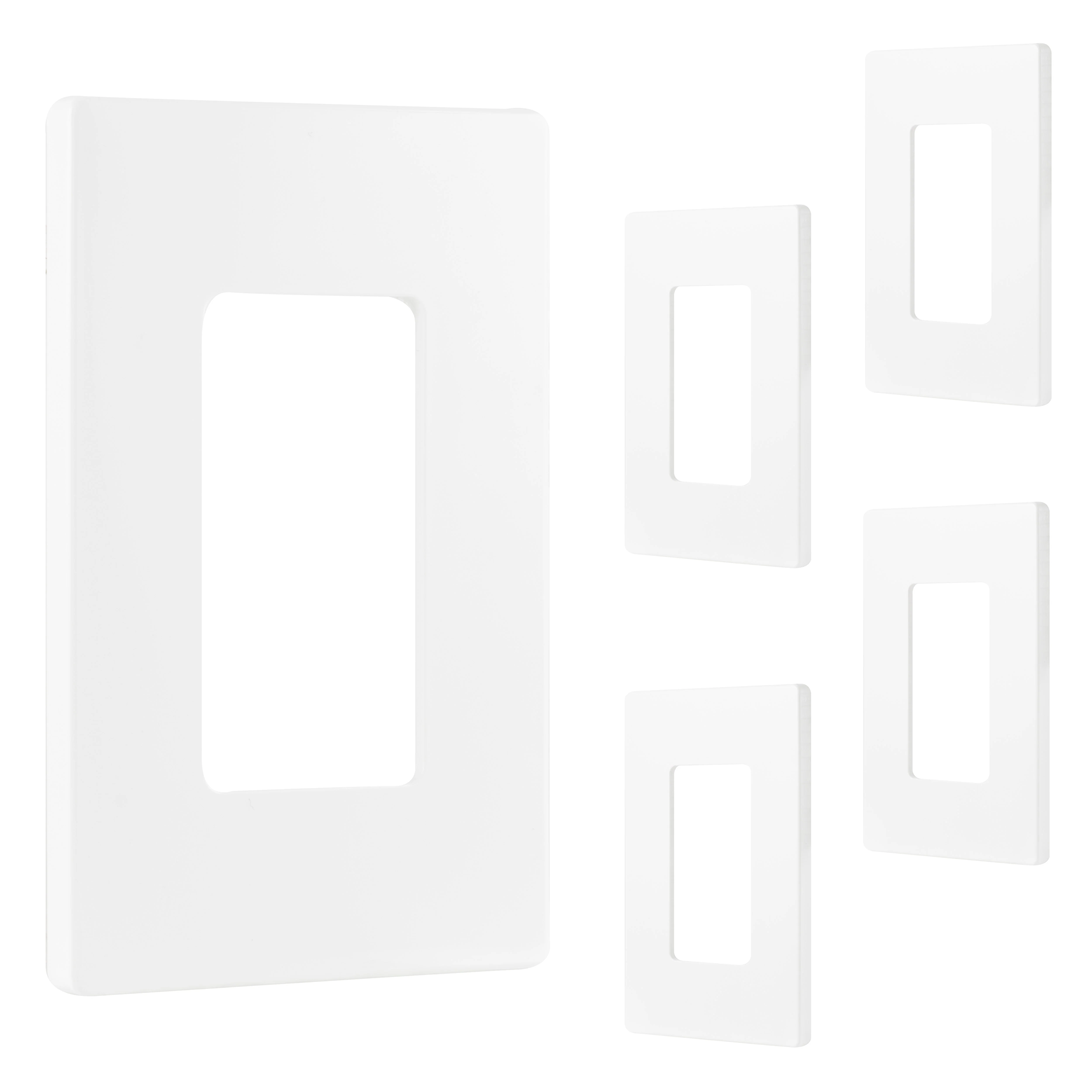 Power Gear Single Screwless Rocker Light Switch Wall Plate, 5 Pack, White - Image 9