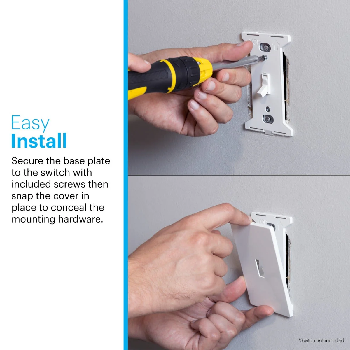 Power Gear Single Toggle Screwless Wall Plate, White, 10 Pack - Image 4
