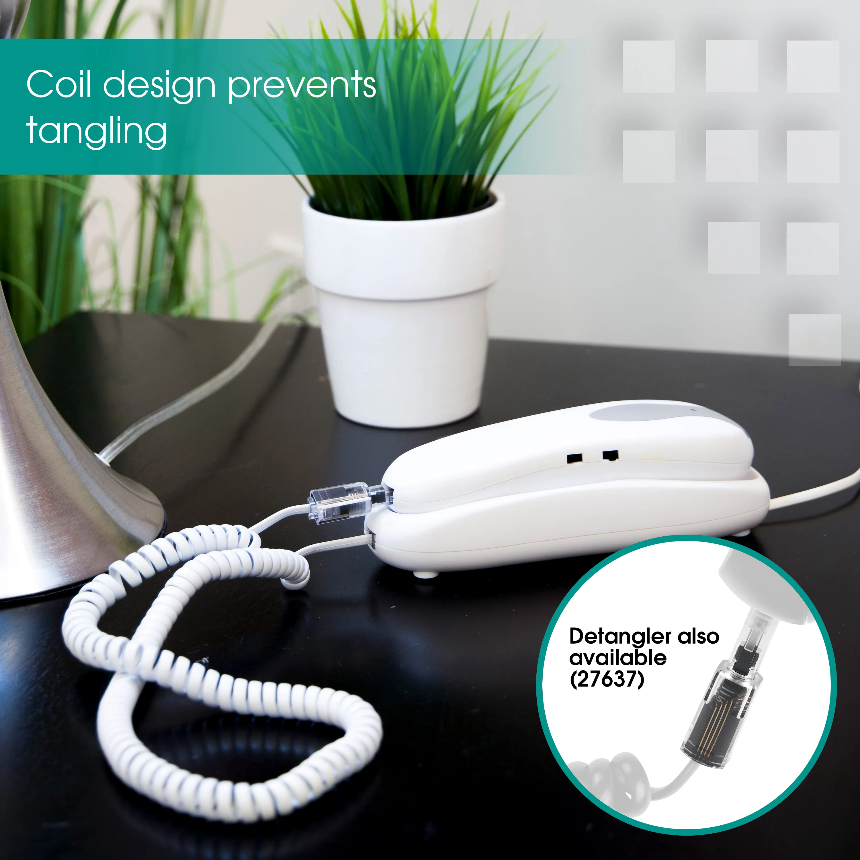 Power Gear Telephone Coiled Handset Cord, 25ft., White - Image 3