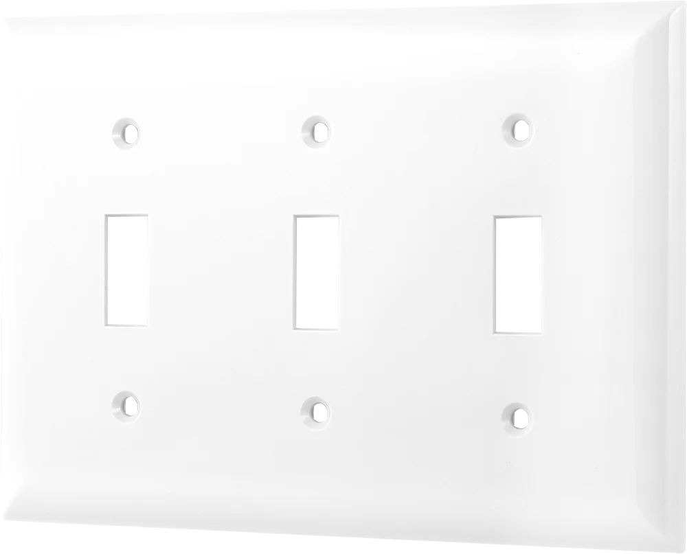 Power Gear Wallplate, Triple Switch, White Nylon - Image 4
