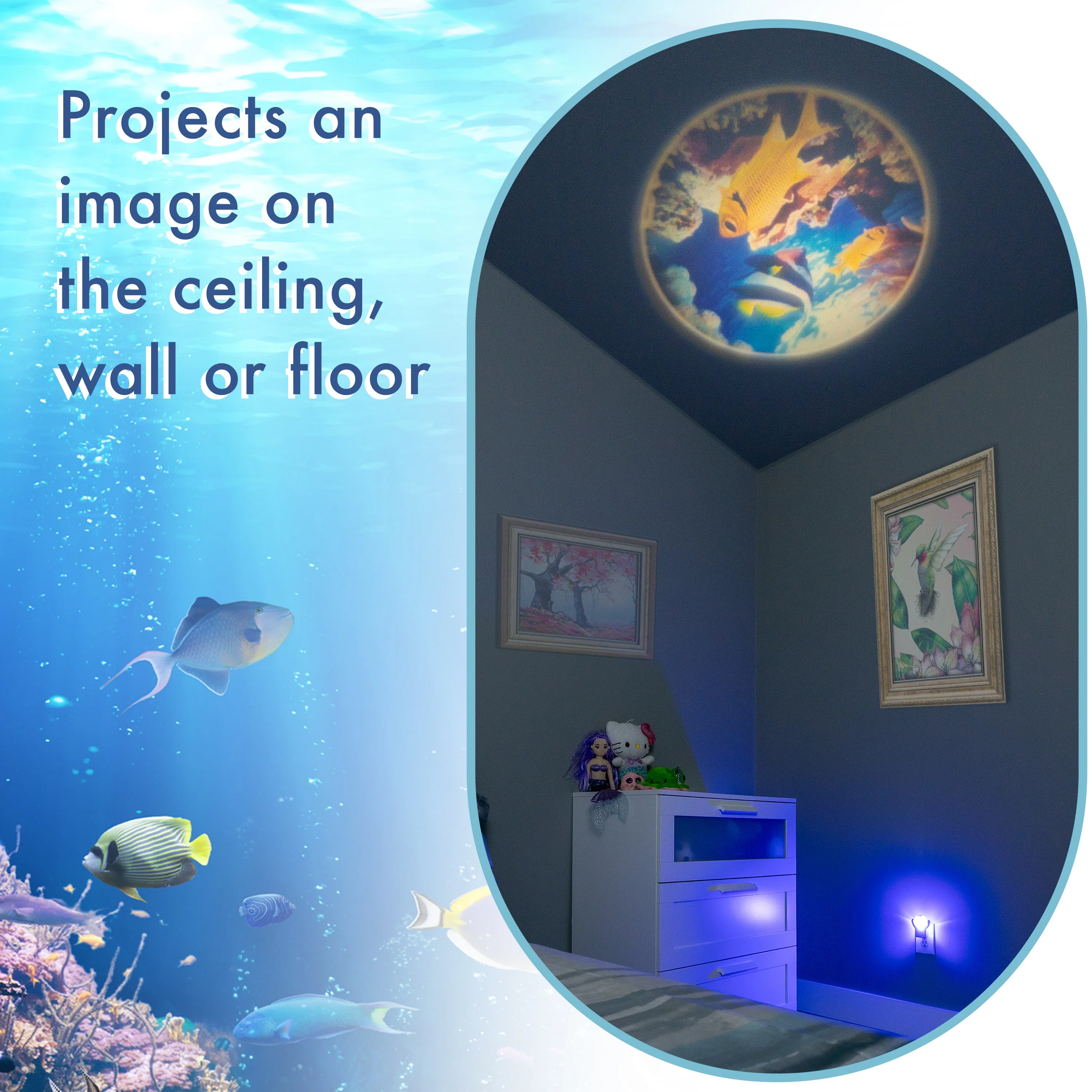 Projectables Tropical Fish Light Sensing LED Night Light, Blue - Image 4