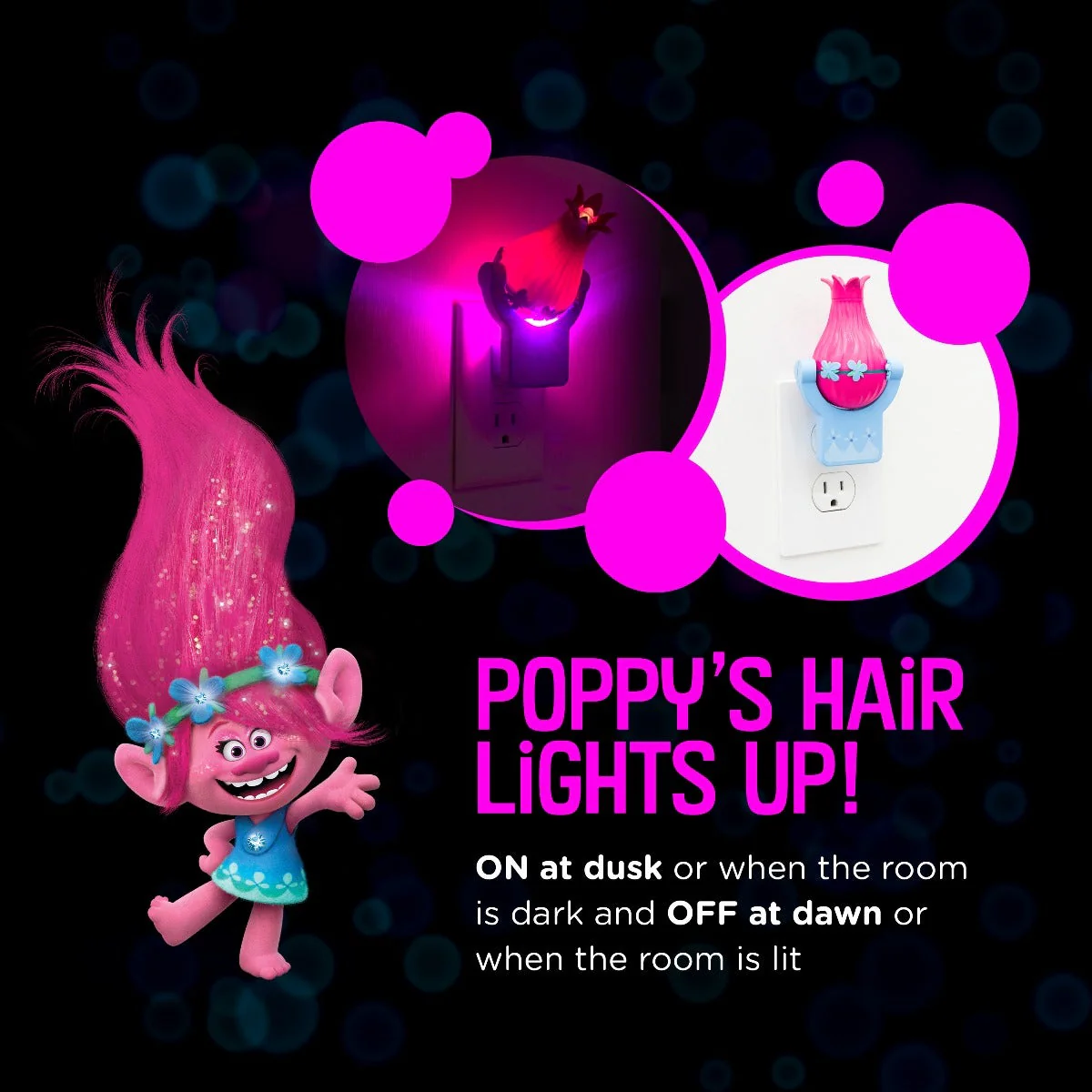 Trolls Projectables LED Light Sensing Night Light, Poppy Figure - Image 5