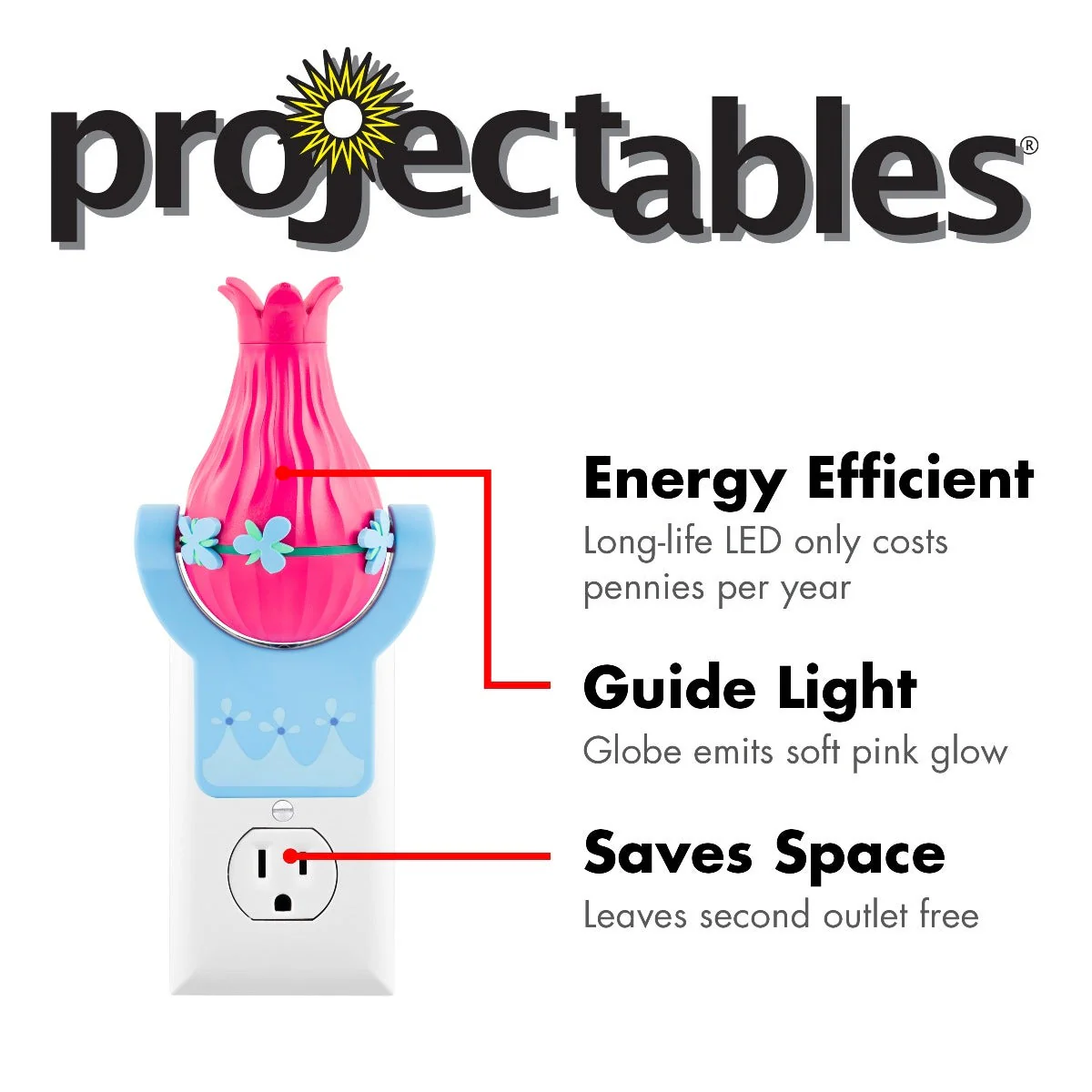 Trolls Projectables LED Light Sensing Night Light, Poppy Figure - Image 6