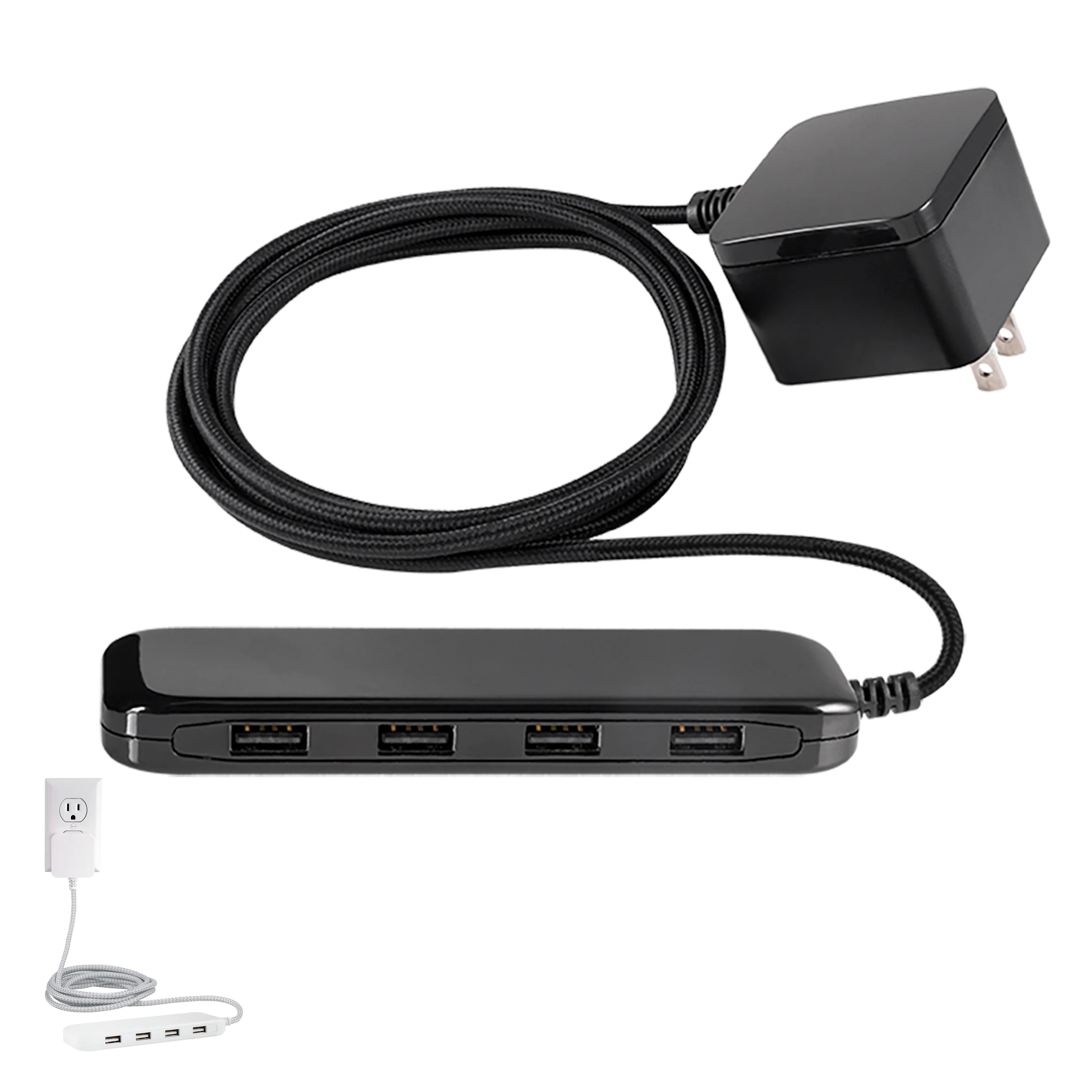 UltraPro™ USB Power Strip, 4-USB-A, 4.8A, Black