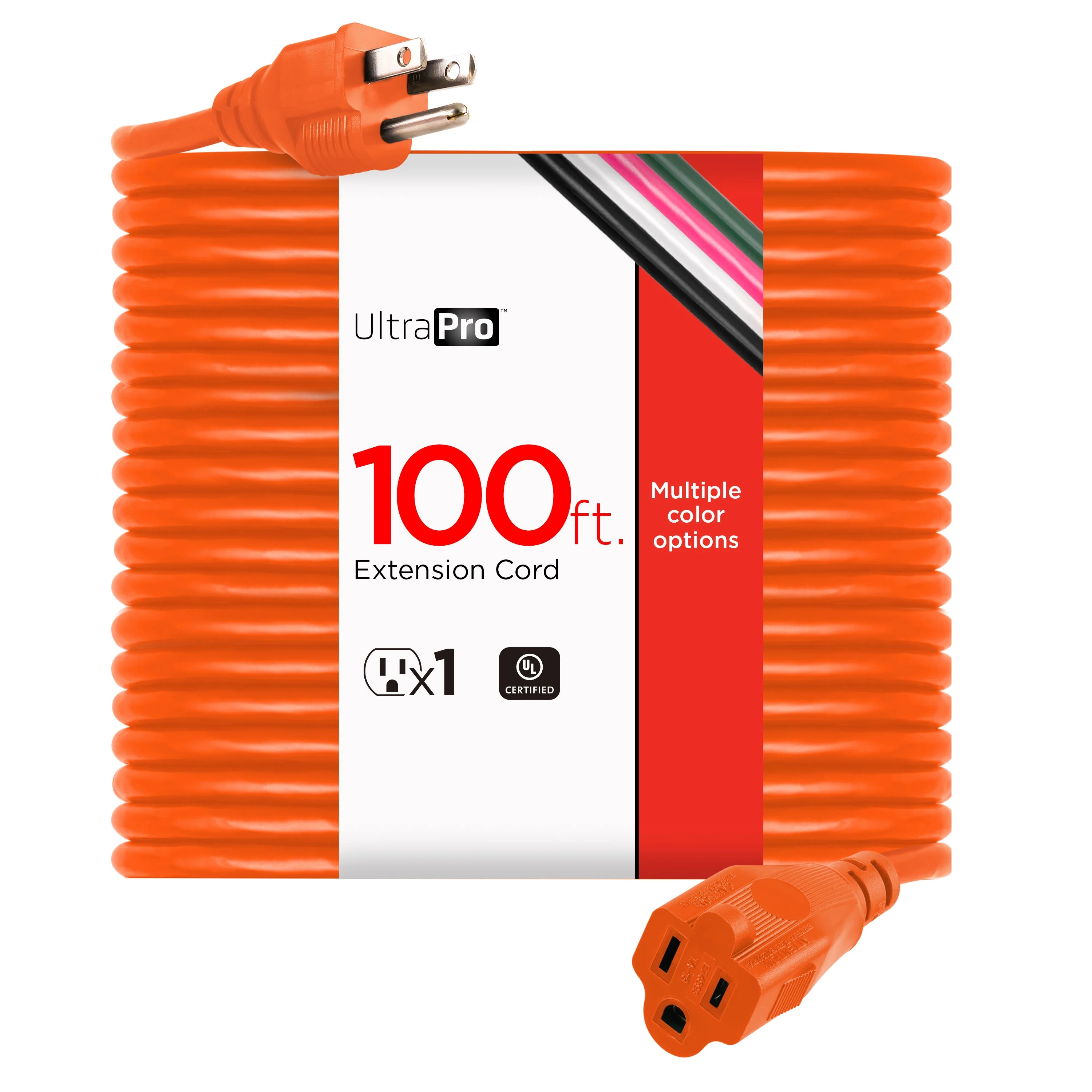 UltraPro 100ft. Outdoor Extension Cord, Orange - Image 8