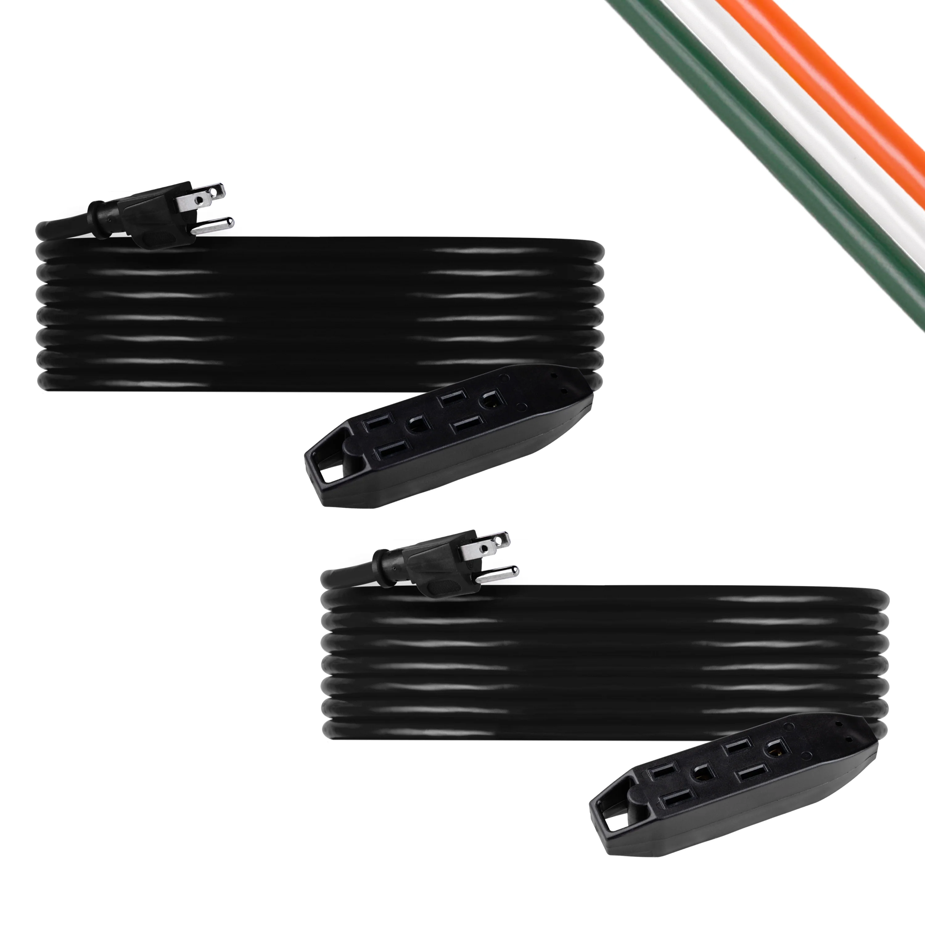 UltraPro 25ft. 3-Outlet Grounded Extension Cord, 2 Pack, Black - Image 2
