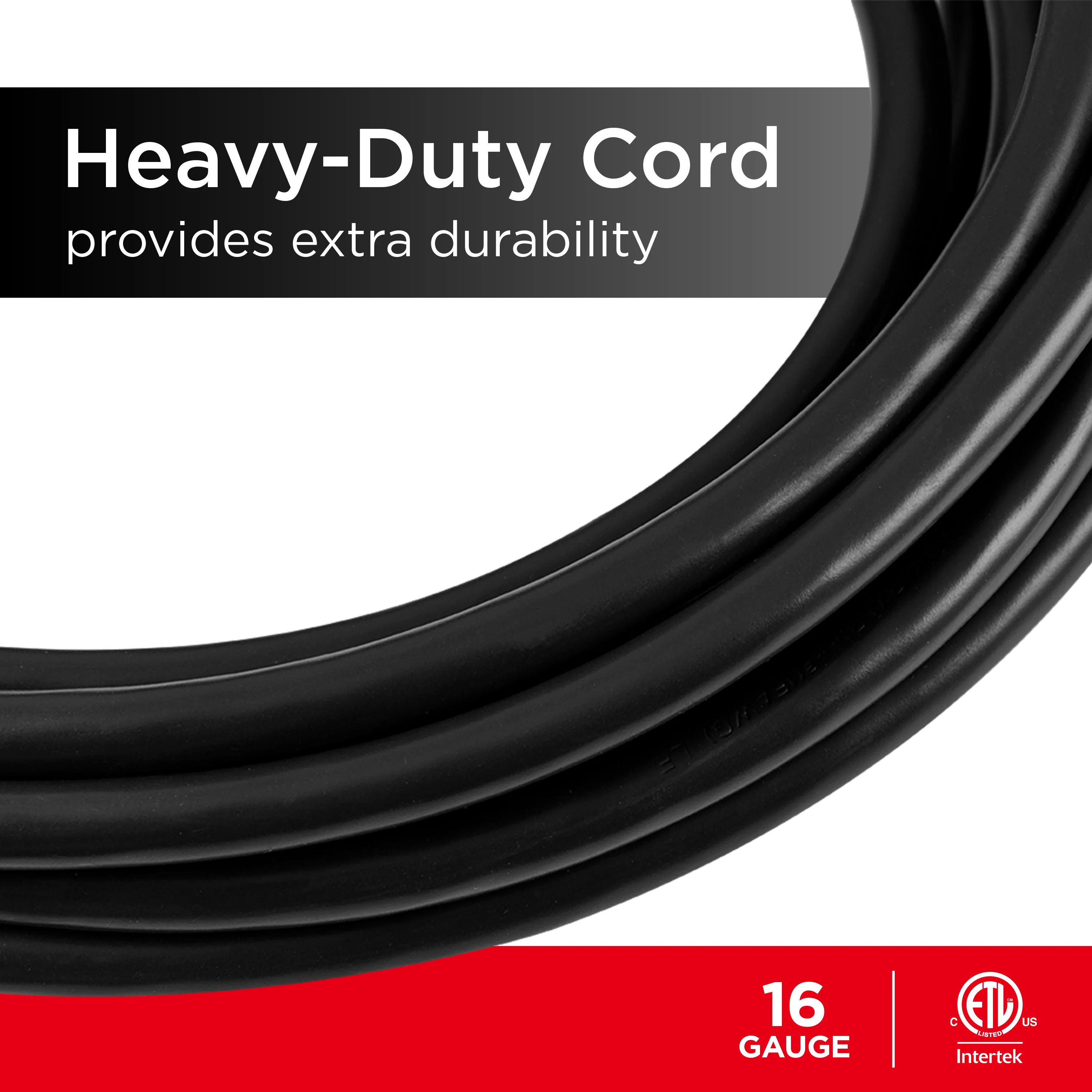 UltraPro 25ft. 3-Outlet Grounded Extension Cord, 2 Pack, Black - Image 4