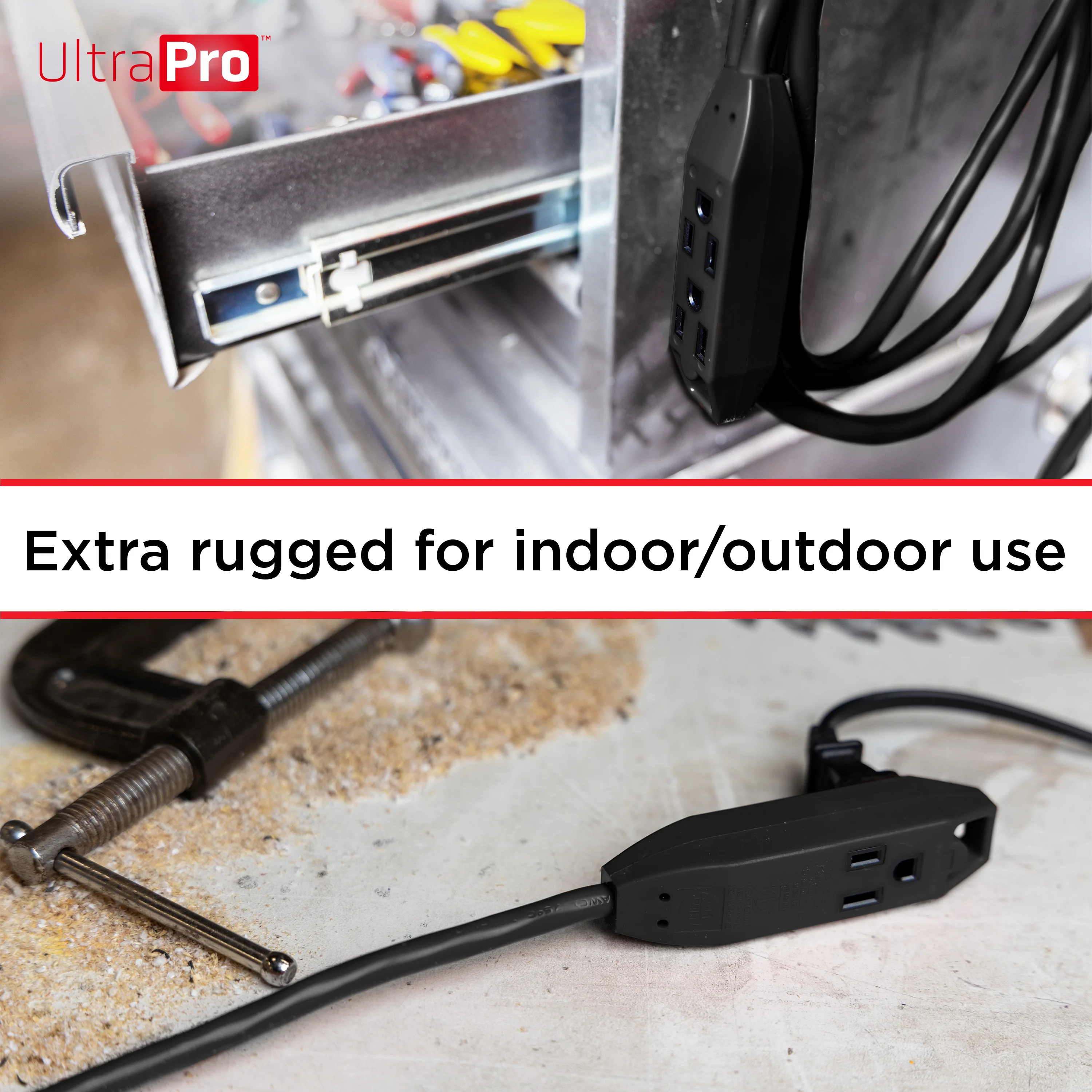 UltraPro 25ft. 3-Outlet Grounded Extension Cord, 2 Pack, Black - Image 6