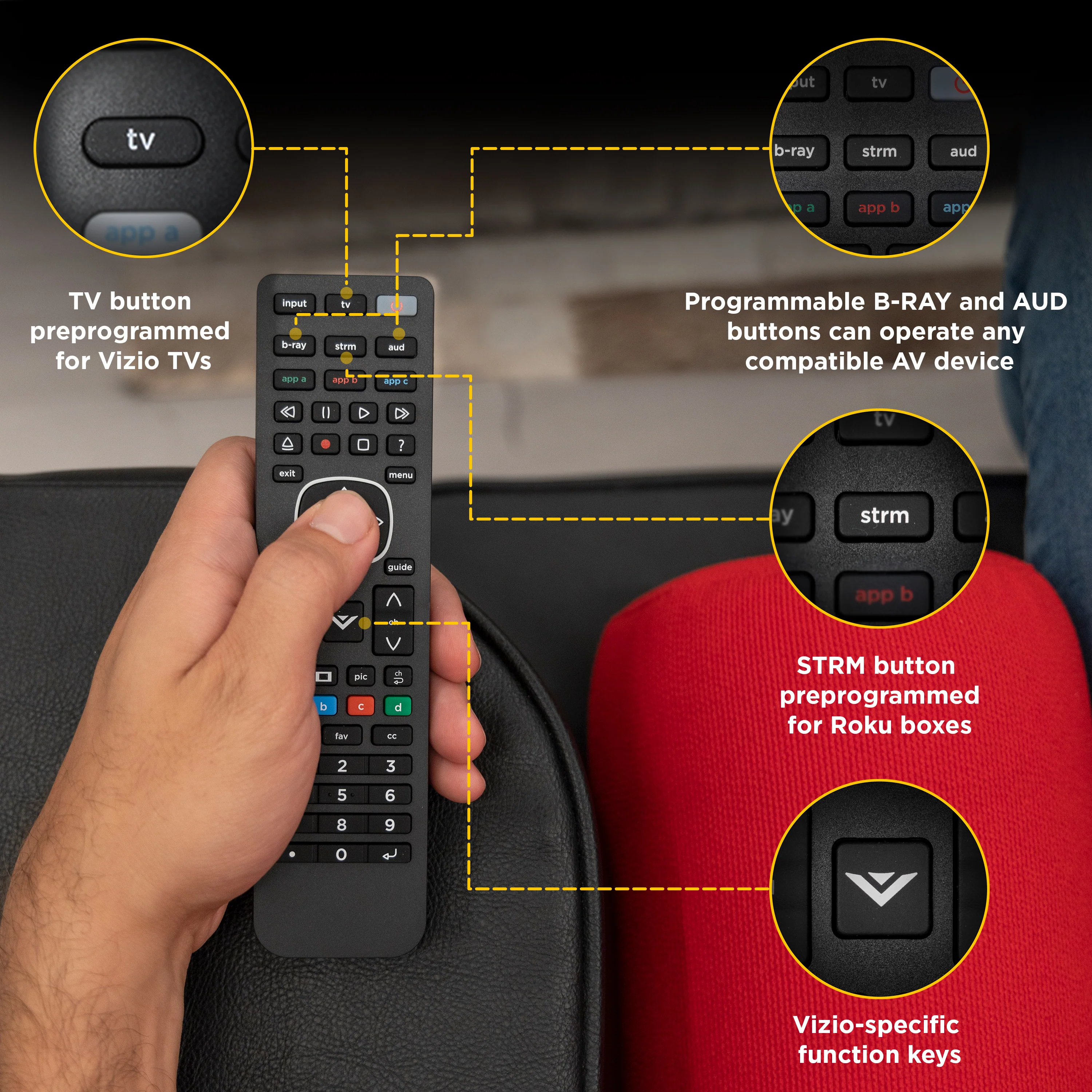 UltraPro 4-Device Universal Vizio TV Replacement Remote - Image 5