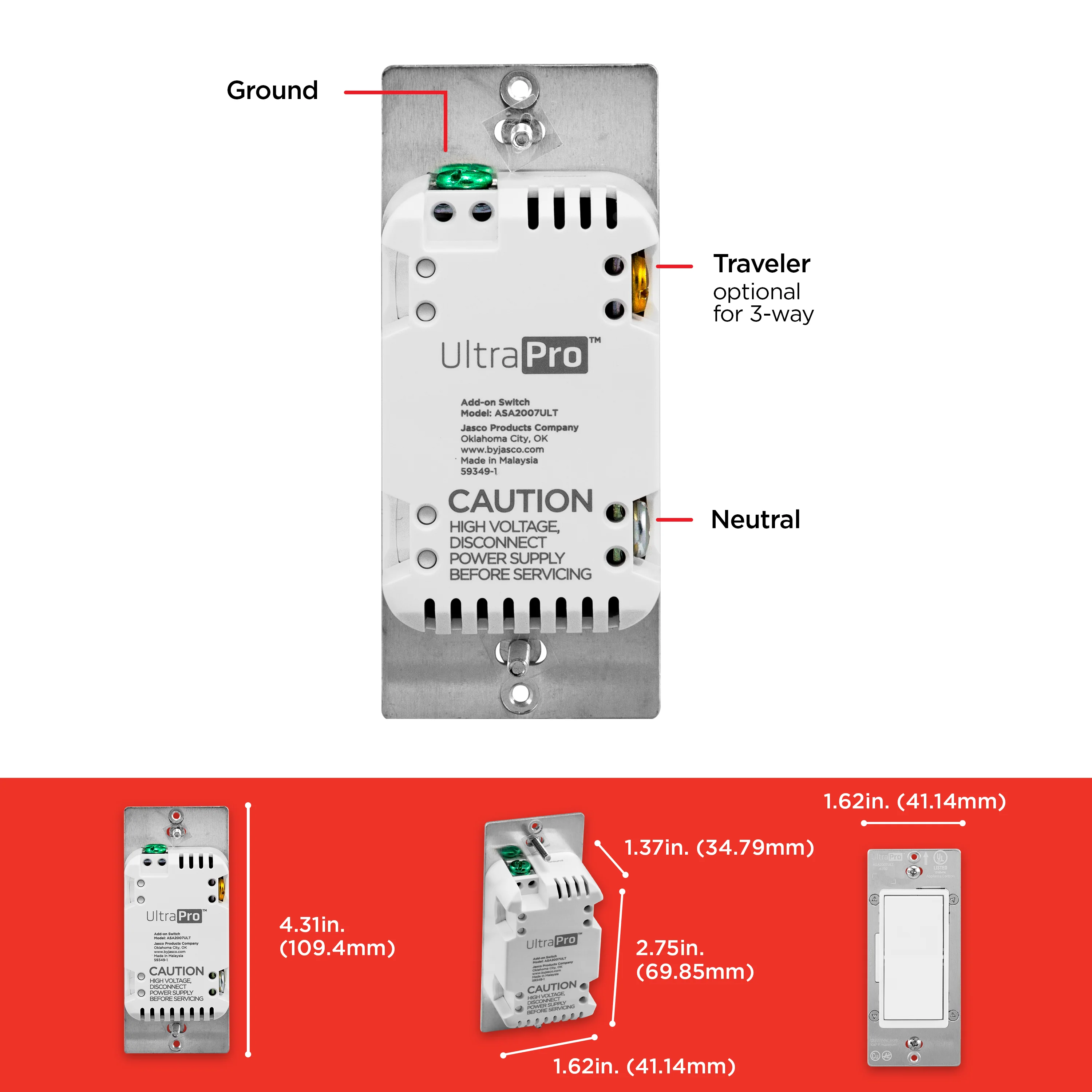 UltraPro Add-on Switch with QuickFit and SimpleWire 2pk - Image 3