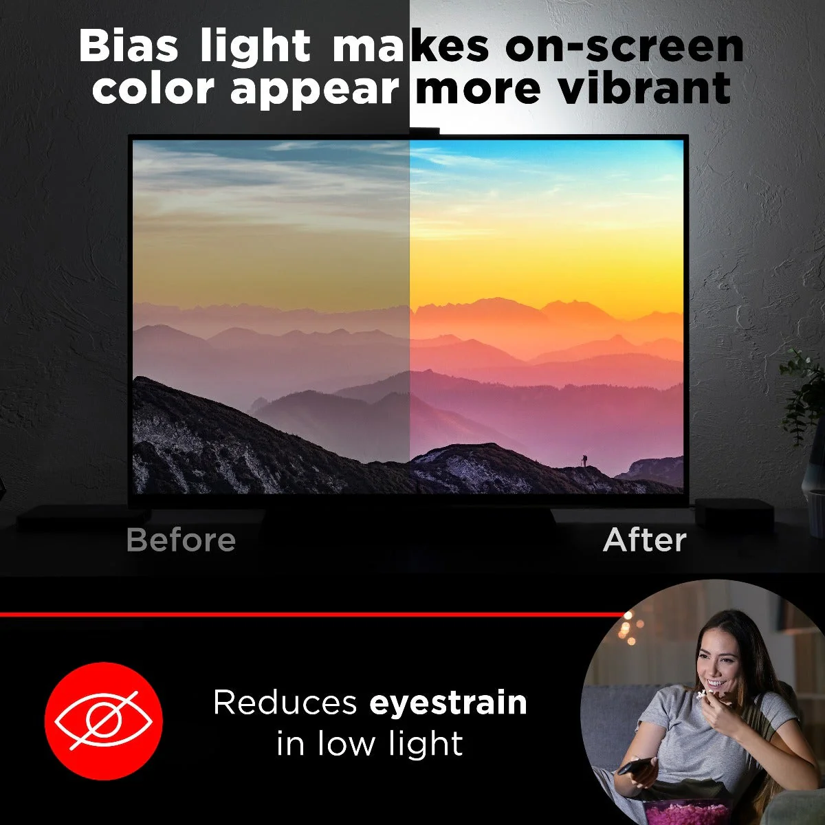 UltraPro Enlighten Backlight TV Bracket with Bias LED Lighting, Black - Image 9