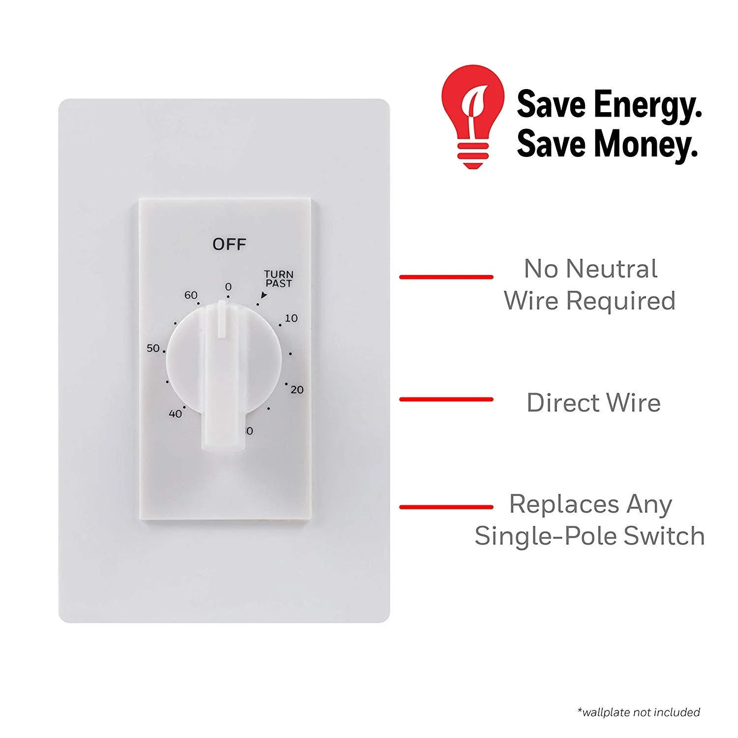 UltraPro In-Wall 60-Minute Spring-Wound Timer, White/Almond - Image 3
