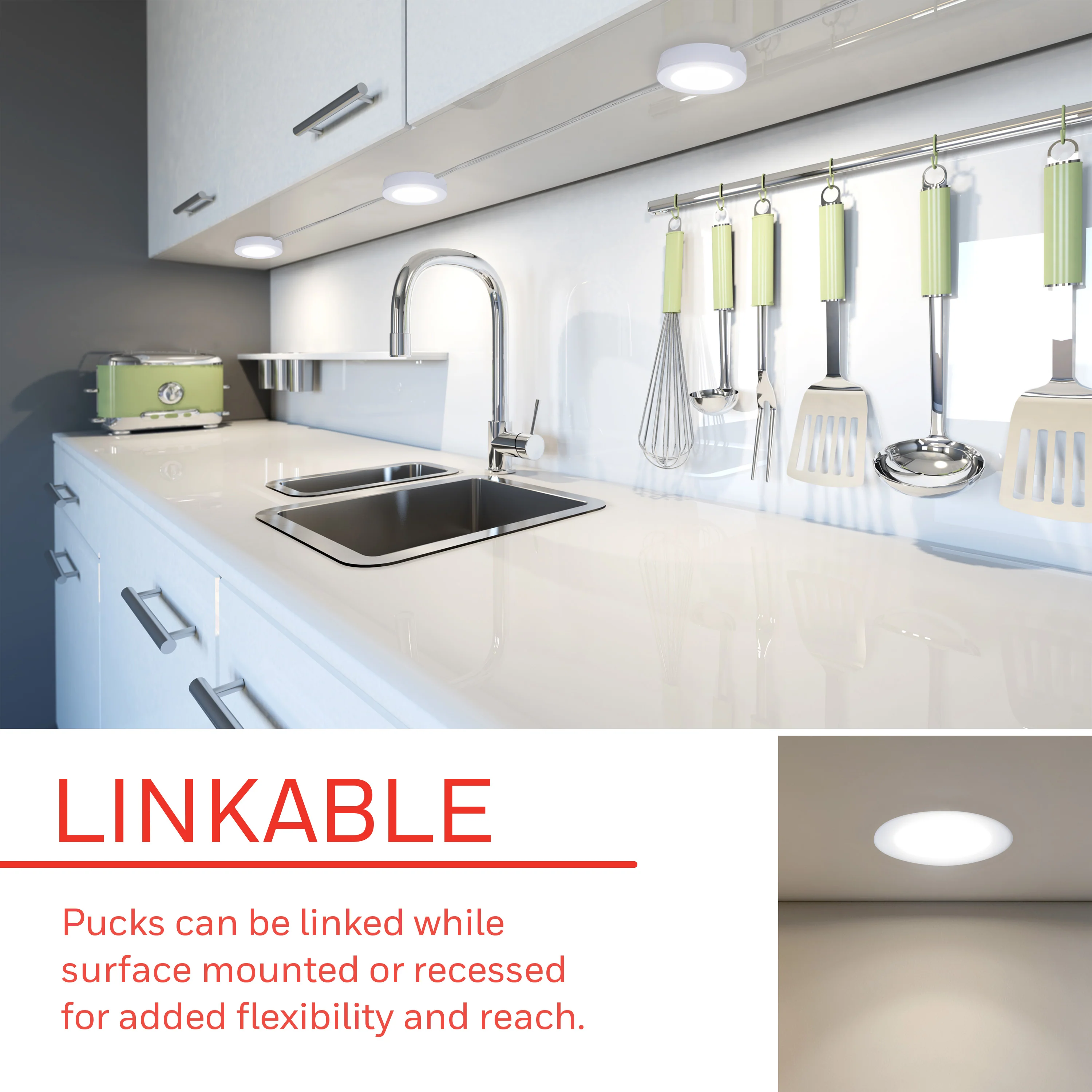 UltraPro Linkable Recess Mounted Pucks, 5pk - Image 3