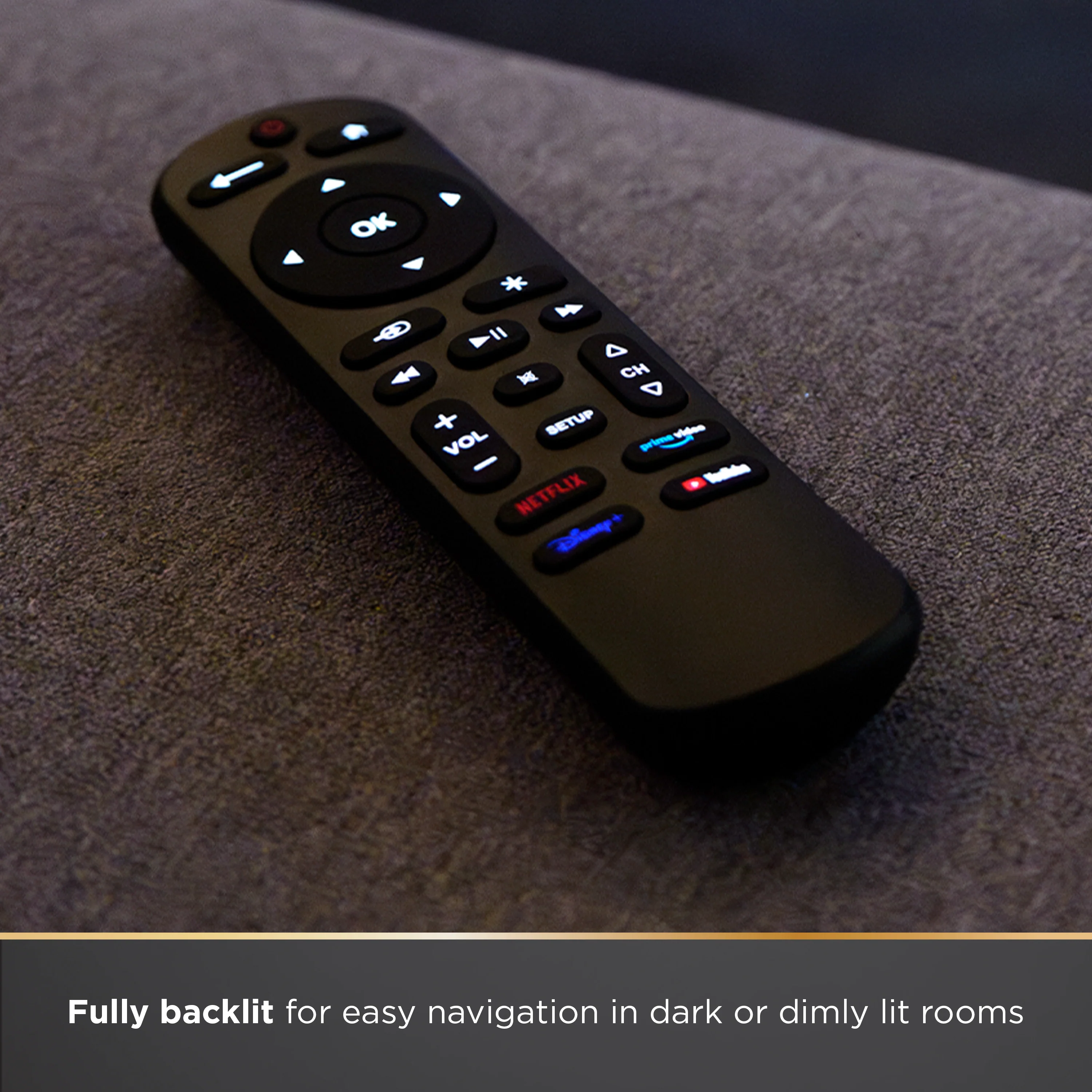 UltraPro OneTouch Streaming Replacement Remote for Smart TVs, Backlit - Image 5