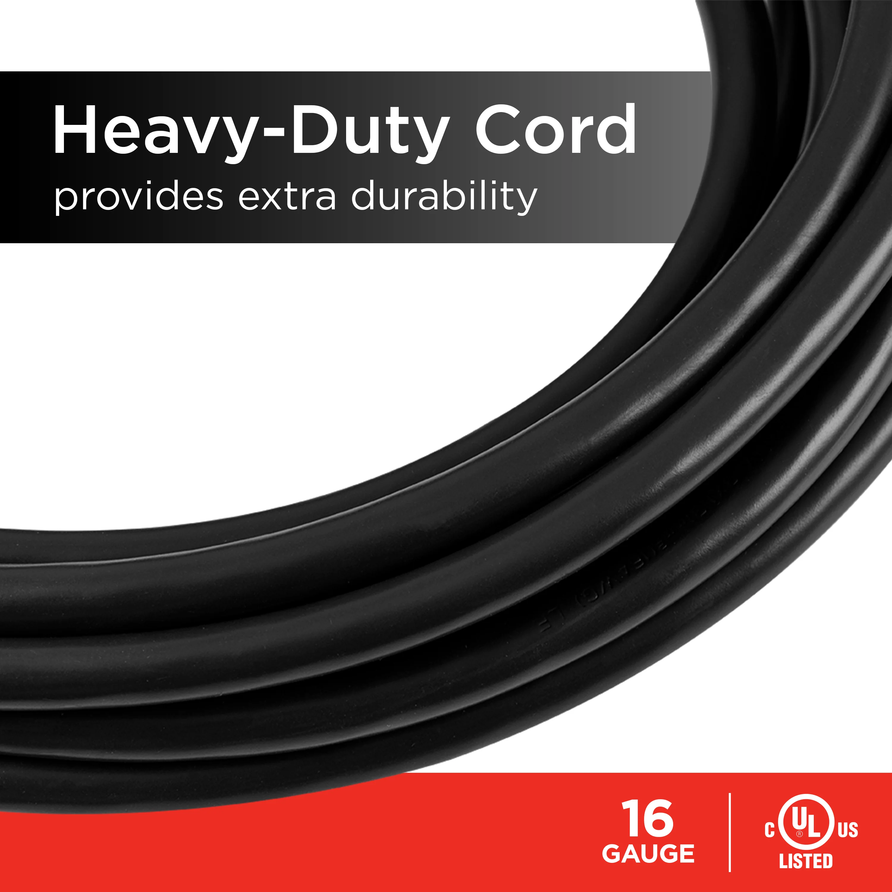 UltraPro 15ft. Outdoor Extension Cord, 3 Grounded Outlet, Black - Image 4