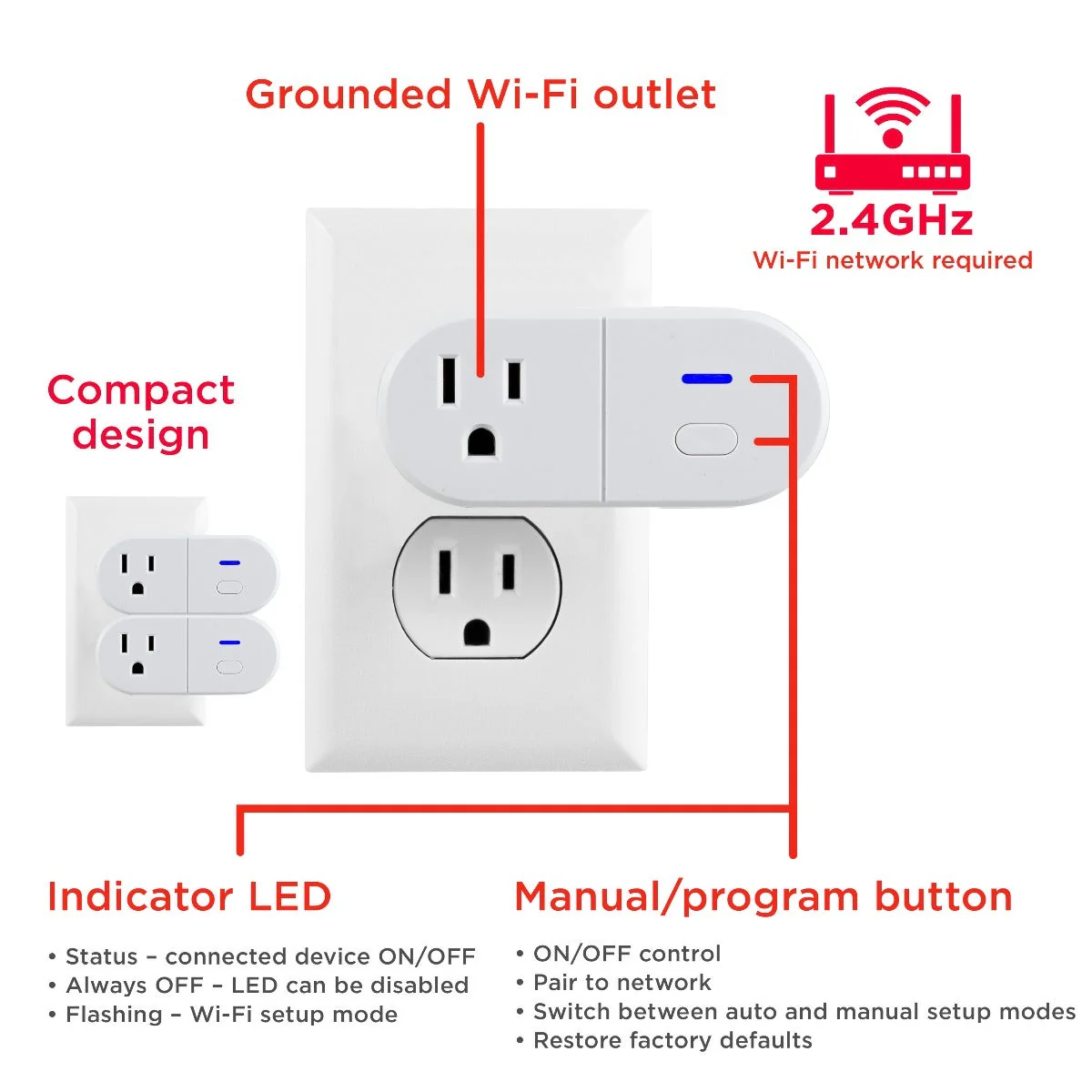 UltraPro Plug-In 1-Outlet WiFi Smart Switch, 2 Pack, White - Image 5