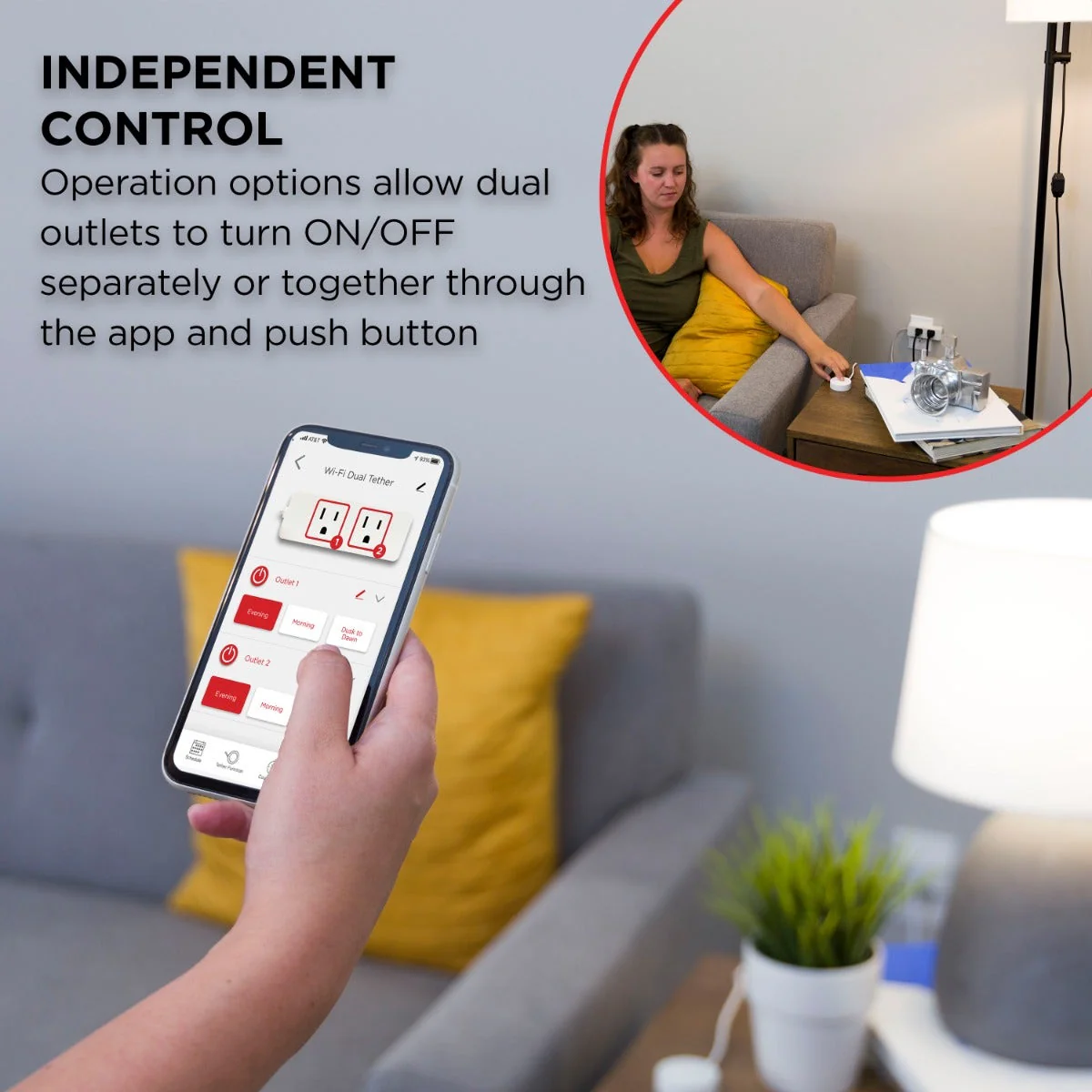 UltraPro Plug-In 2-Outlet WiFi Smart Plug with Push Button, White - Image 5
