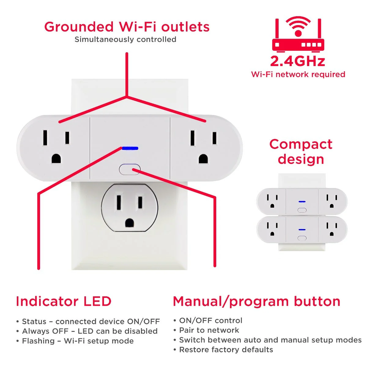 UltraPro Plug-In 2-Outlet WiFi Smart Switch, 2 Pack, White - Image 5