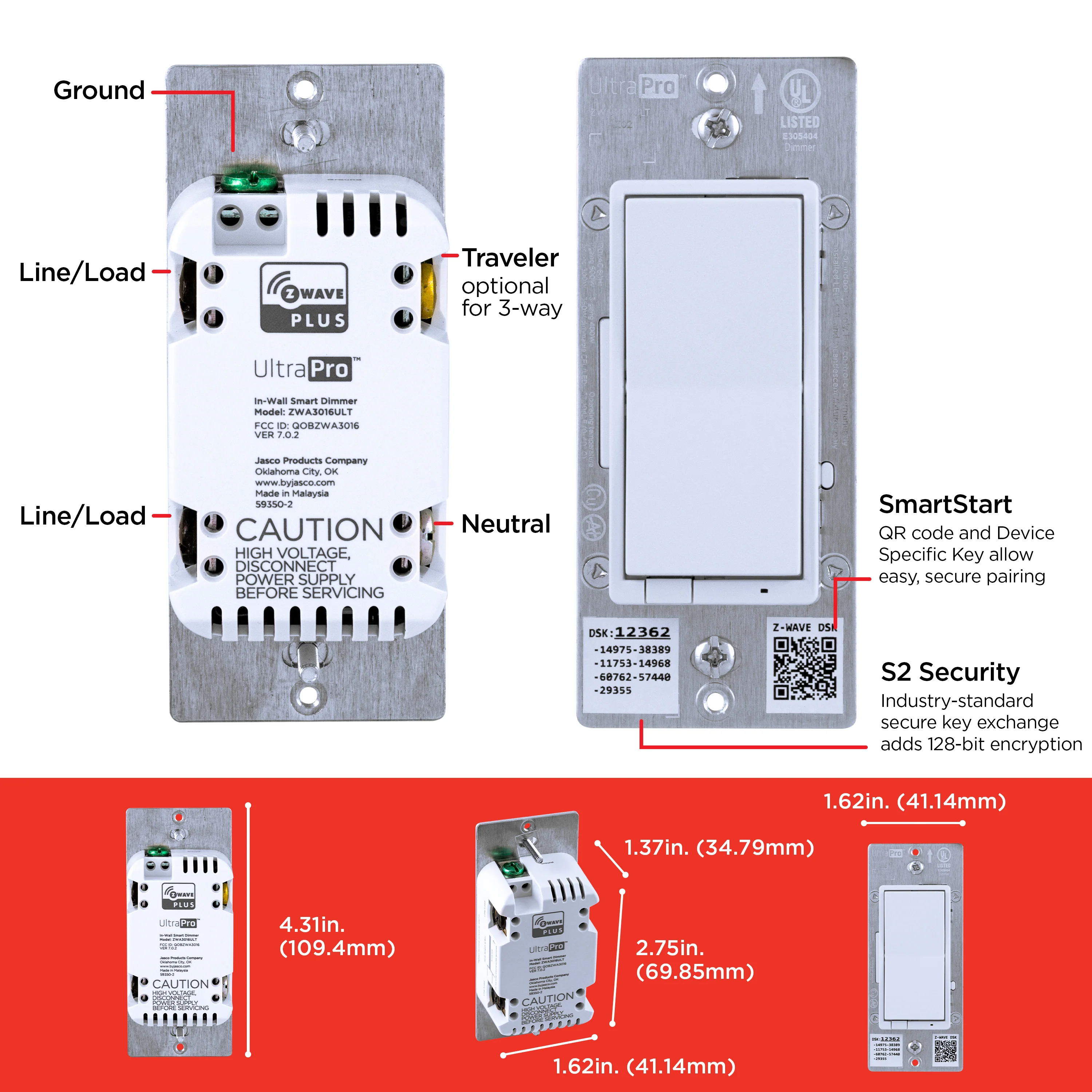 UltraPro Z-Wave In-Wall Dimmer with QuickFit and SimpleWire - Image 7